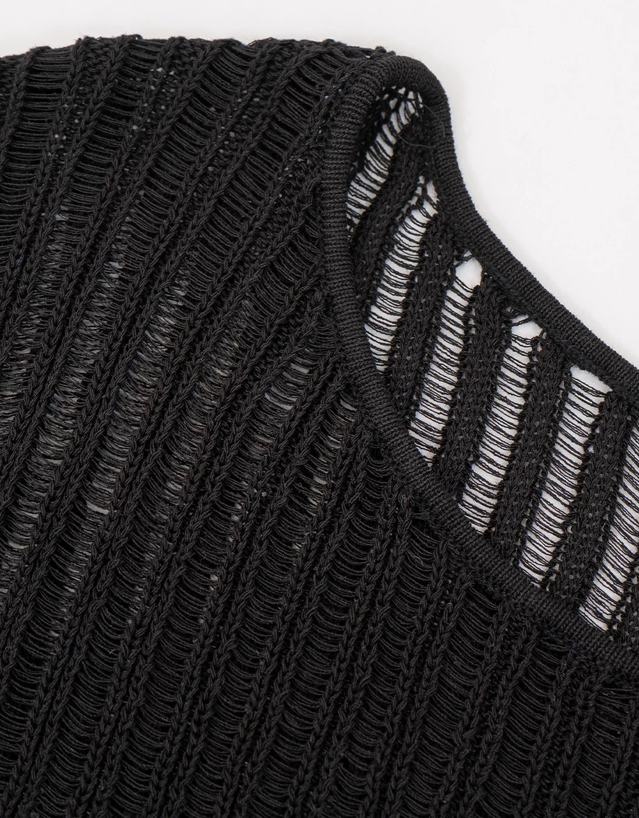 2WAY大圓領條紋鏤空長袖寬版針織衫