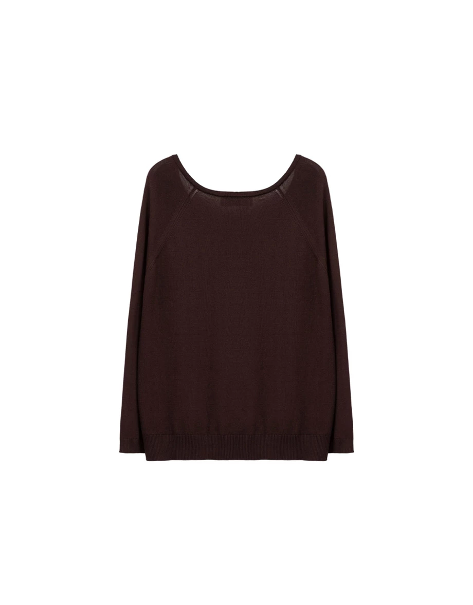 Deep V Neck Relaxed Fit Long Sleeve Knit Top