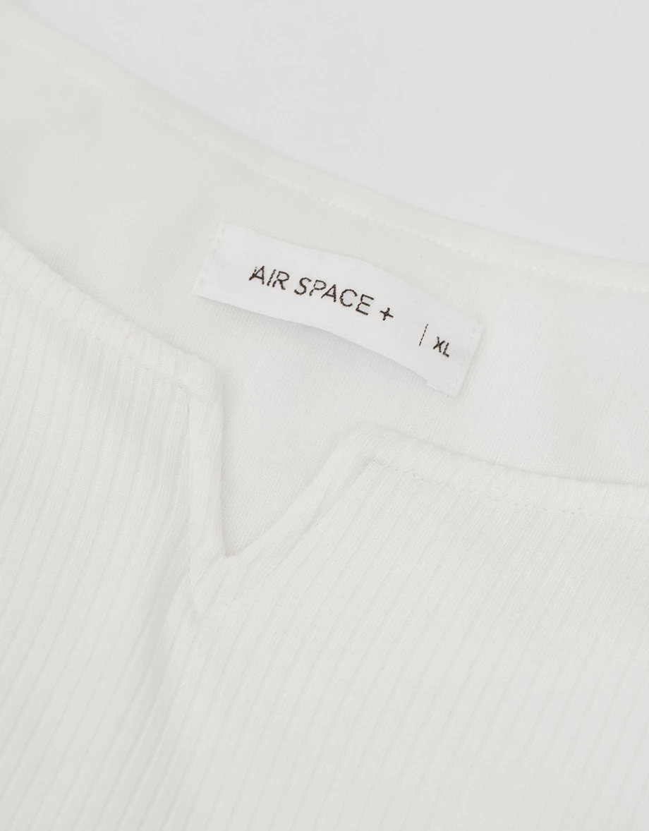 Front V Notch Ribbed Knit Wide Strap Cropped Padded Bra Top