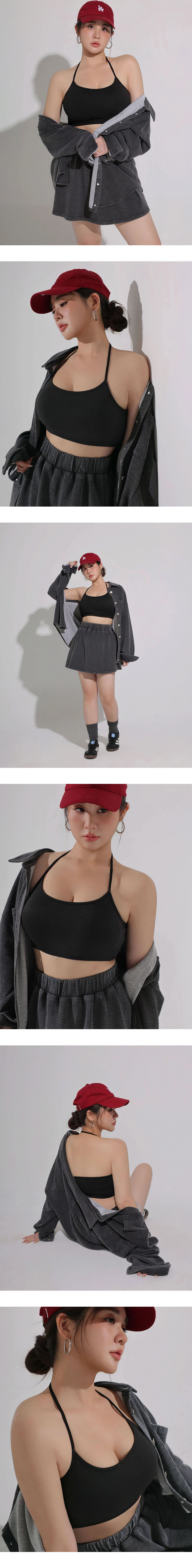 Skinny Strap Halter Neckline Bandeau Crop Padded Bra Top Skinny Strap Halter Neckline Bandeau Crop Padded Bra Top