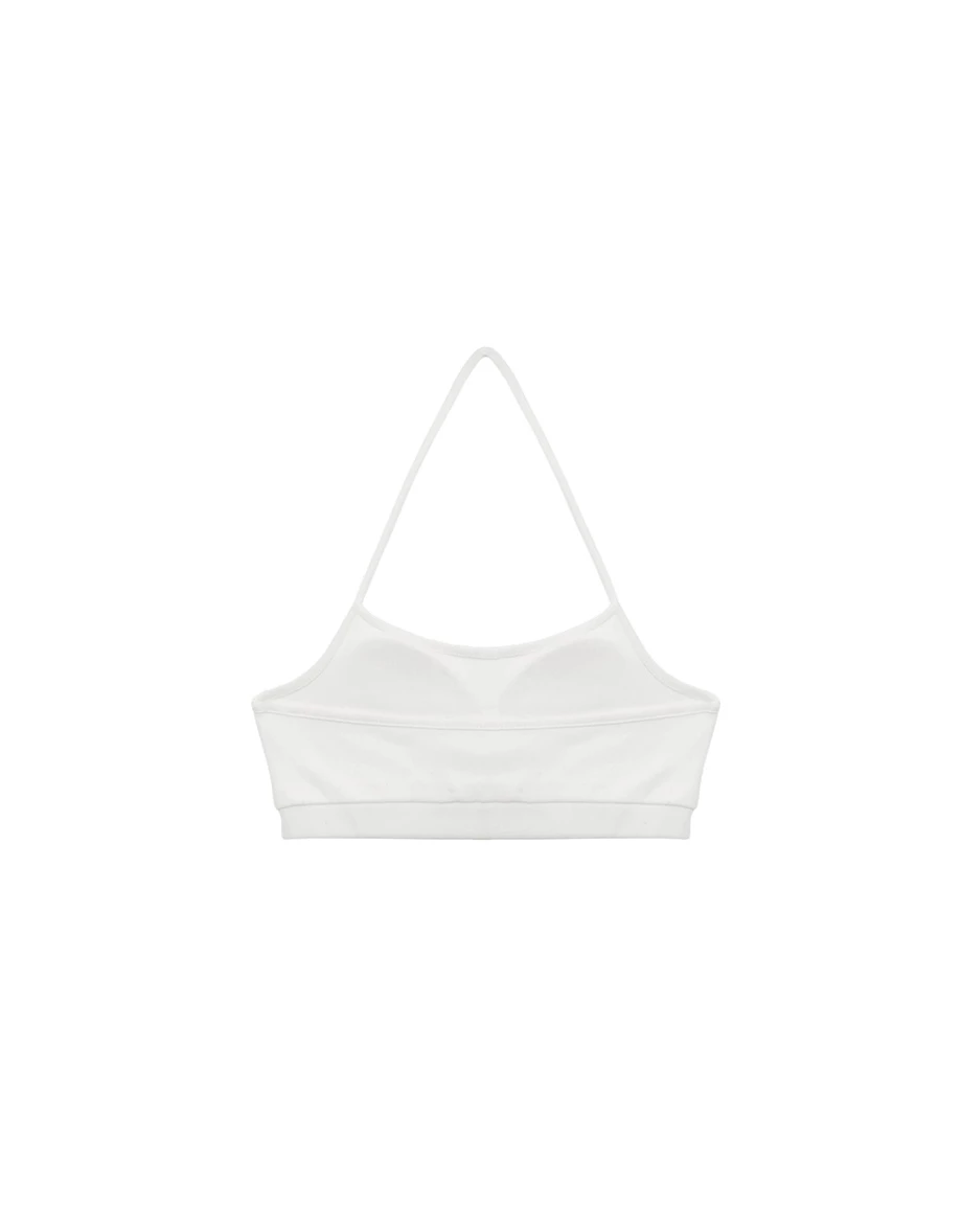 Skinny Strap Halter Neckline Bandeau Crop Padded Bra Top