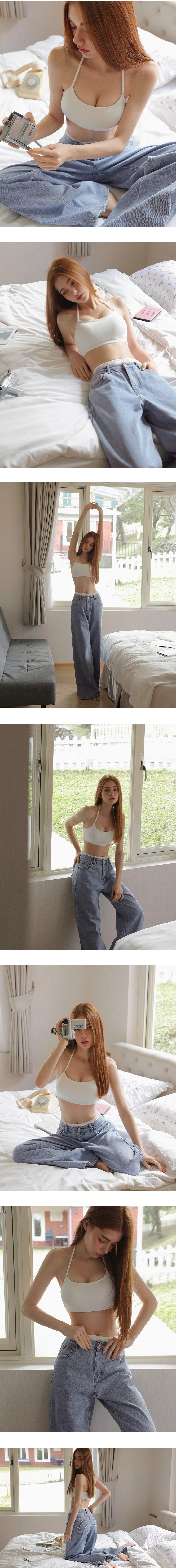 Skinny Strap Halter Neckline Bandeau Crop Padded Bra Top Skinny Strap Halter Neckline Bandeau Crop Padded Bra Top