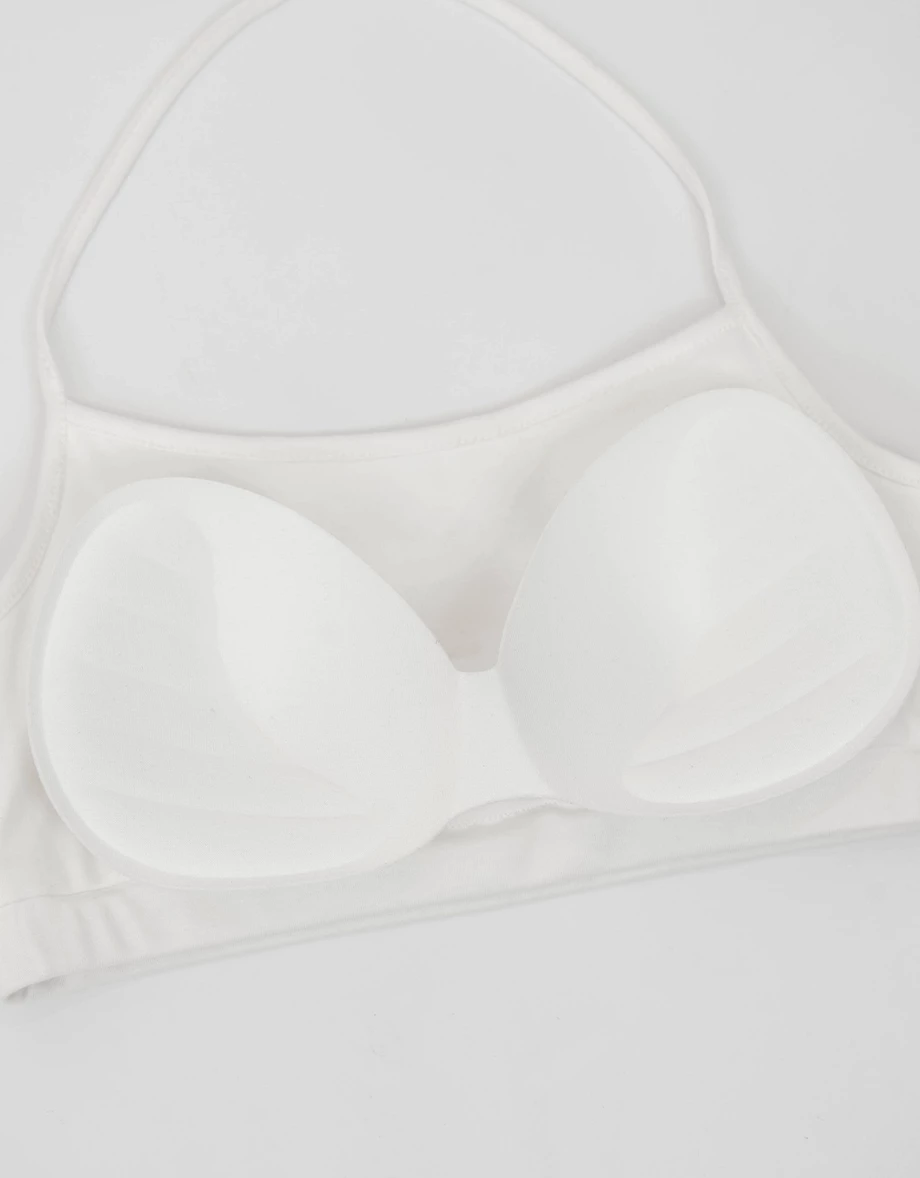 Skinny Strap Halter Neckline Bandeau Crop Padded Bra Top