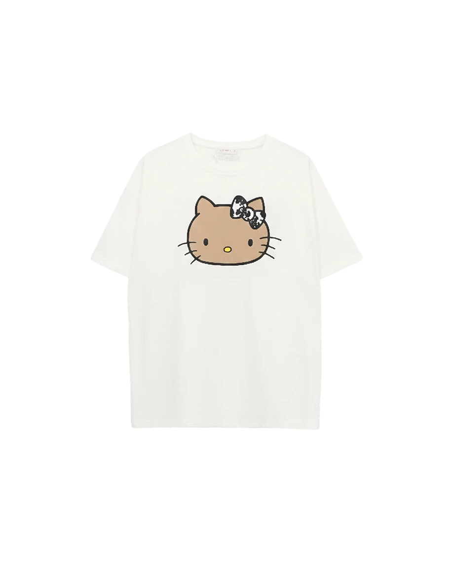 【Hello Kitty Collaboration】Front Print Classic Graphic Oversized Tee