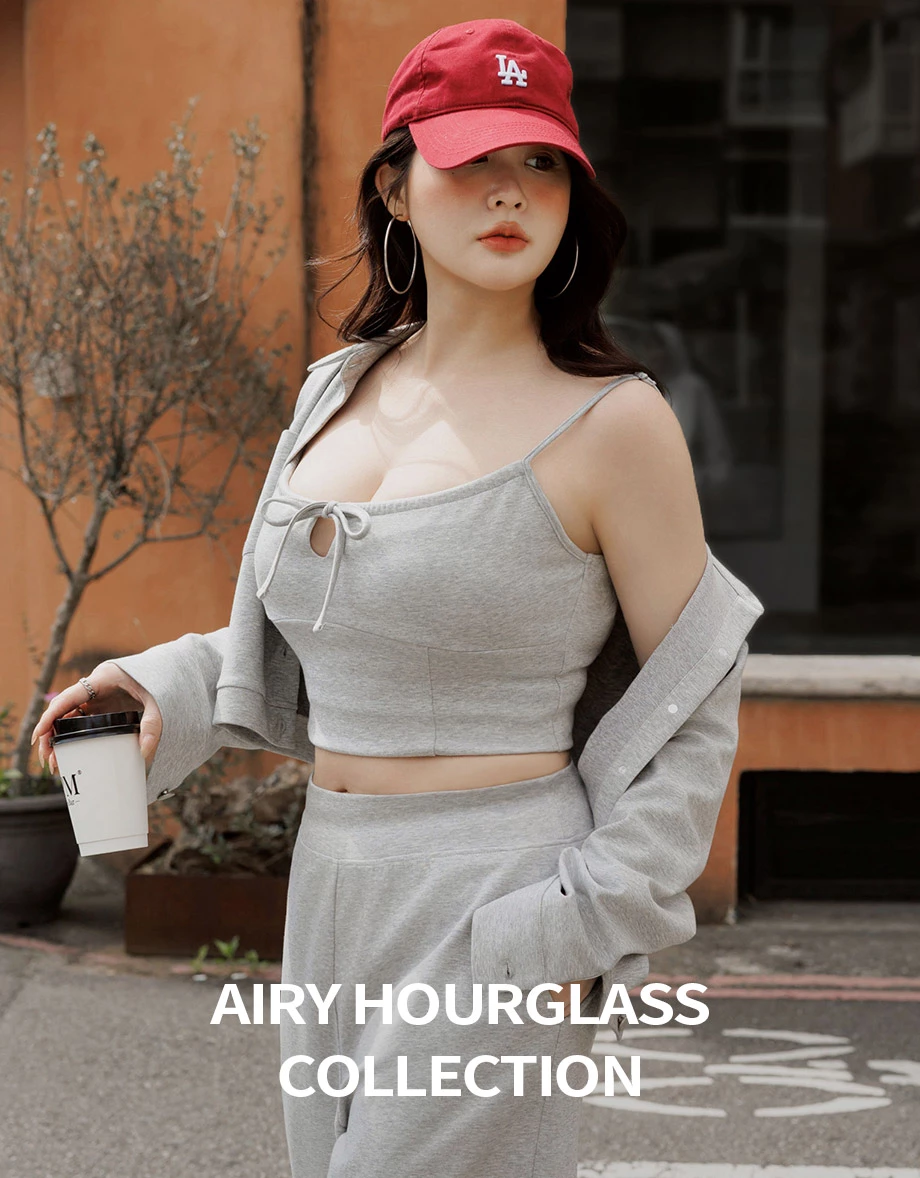 【AIRY HOURGLASS】Kamisol Berpad Gaya Korset Ikat Hadapan