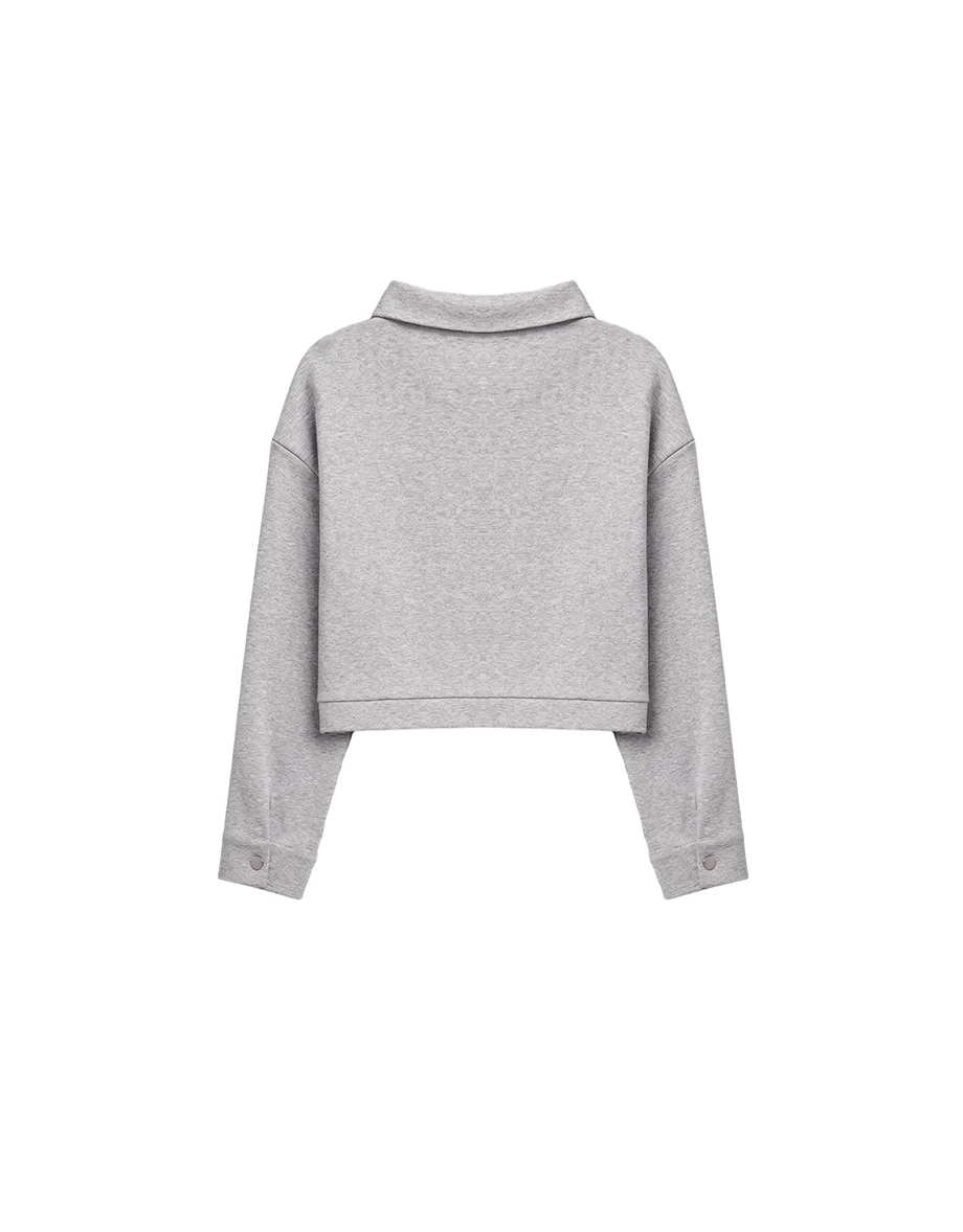 【AIR空氣棉零重力】金屬扣長袖短版上衣