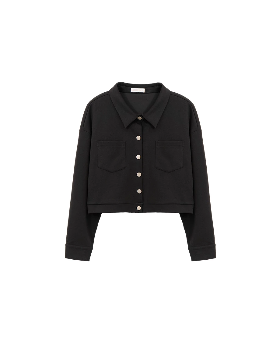 【AIR空氣棉零重力】金屬扣長袖短版上衣