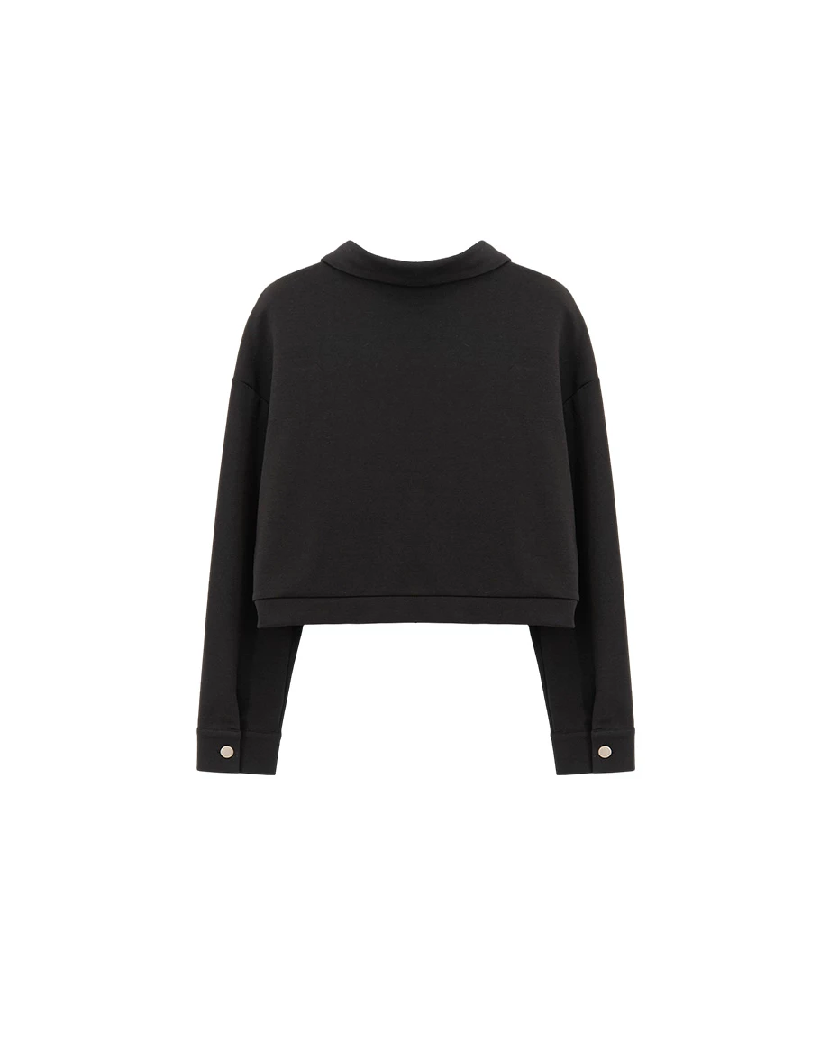 【AIR空氣棉零重力】金屬扣長袖短版上衣