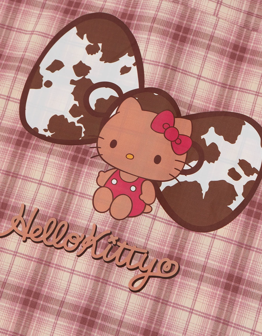 【Hello Kitty Collaboration】Back Embroidery Vintage Plaid Long Sleeve Shirt Blouse 【Hello Kitty Collaboration】Back Embroidery Vintage Plaid Long Sleeve Shirt Blouse