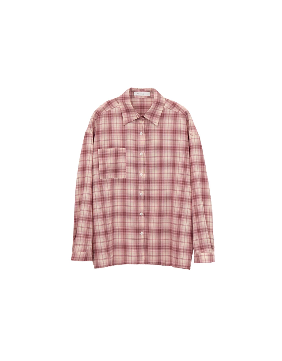 【Hello Kitty Collaboration】Back Embroidery Vintage Plaid Long Sleeve Shirt Blouse 【Hello Kitty Collaboration】Back Embroidery Vintage Plaid Long Sleeve Shirt Blouse