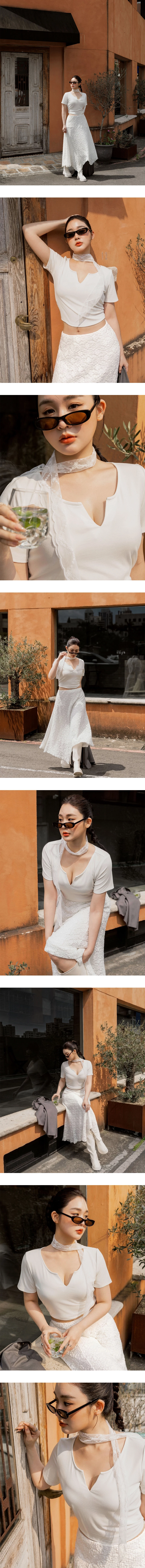 【冰肌涼感】V型開領短版短袖上衣