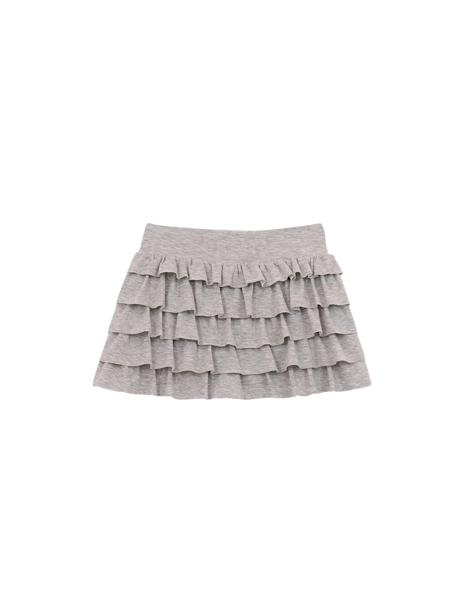 【莫代爾空氣棉】高腰多層次荷葉邊蛋糕短裙