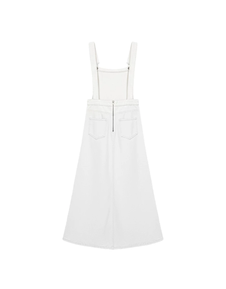 大口袋牛仔A字吊帶長裙 大口袋牛仔A字吊帶長裙