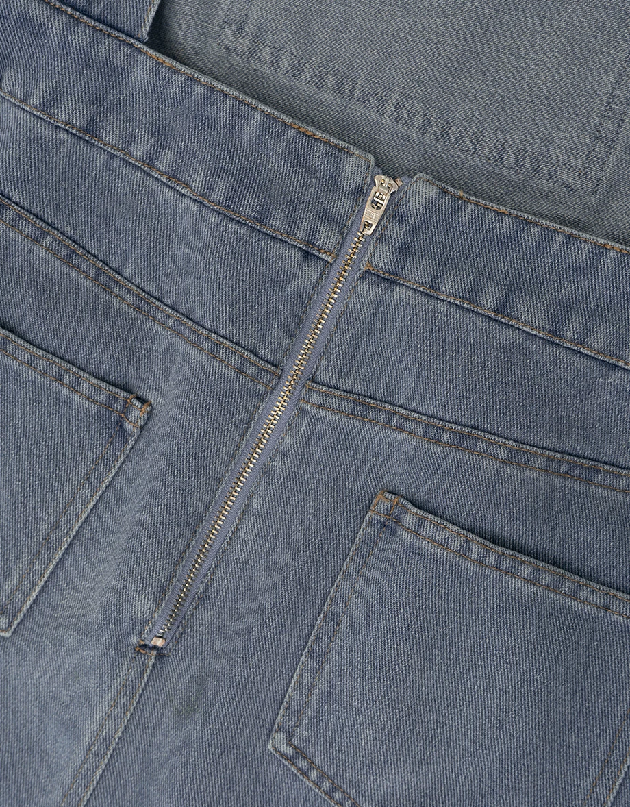 大口袋牛仔A字吊帶長裙 大口袋牛仔A字吊帶長裙