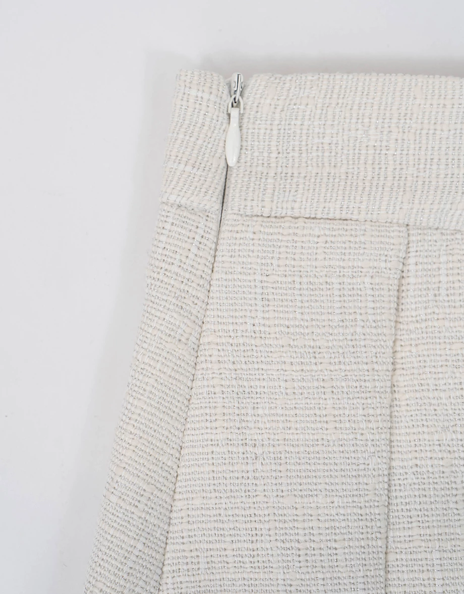 小香風織紋百褶短裙