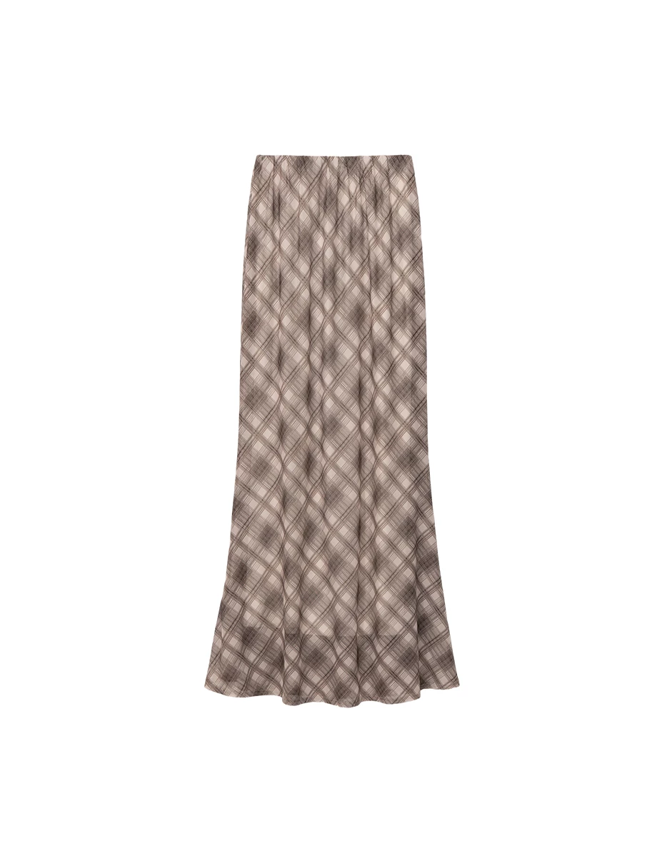 鬆緊腰魚尾長裙 素色款/格紋款