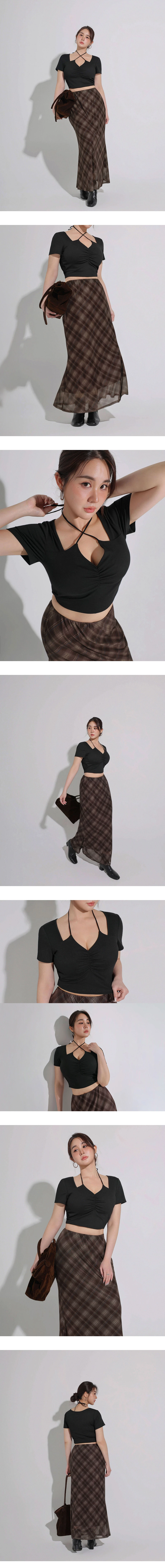 鬆緊腰魚尾長裙 素色款/格紋款