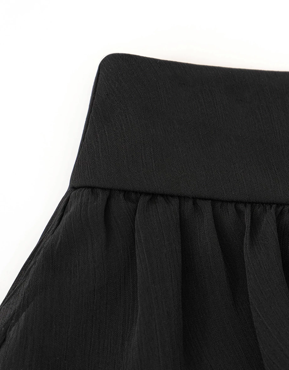 High Waist Sheer Chiffon Ruffle Tiered Mini Skirt