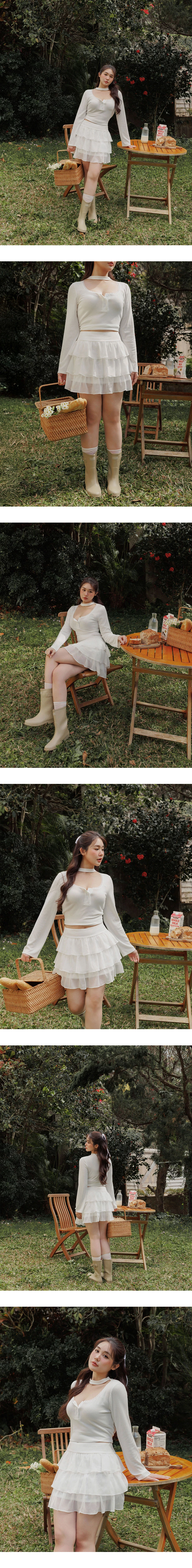 High Waist Sheer Chiffon Ruffle Tiered Mini Skirt