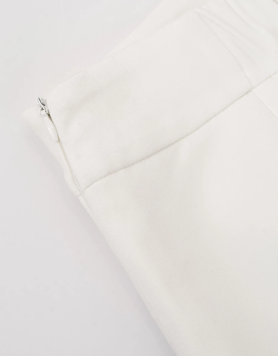 交叉側開衩點點網紗襯裡褲裙