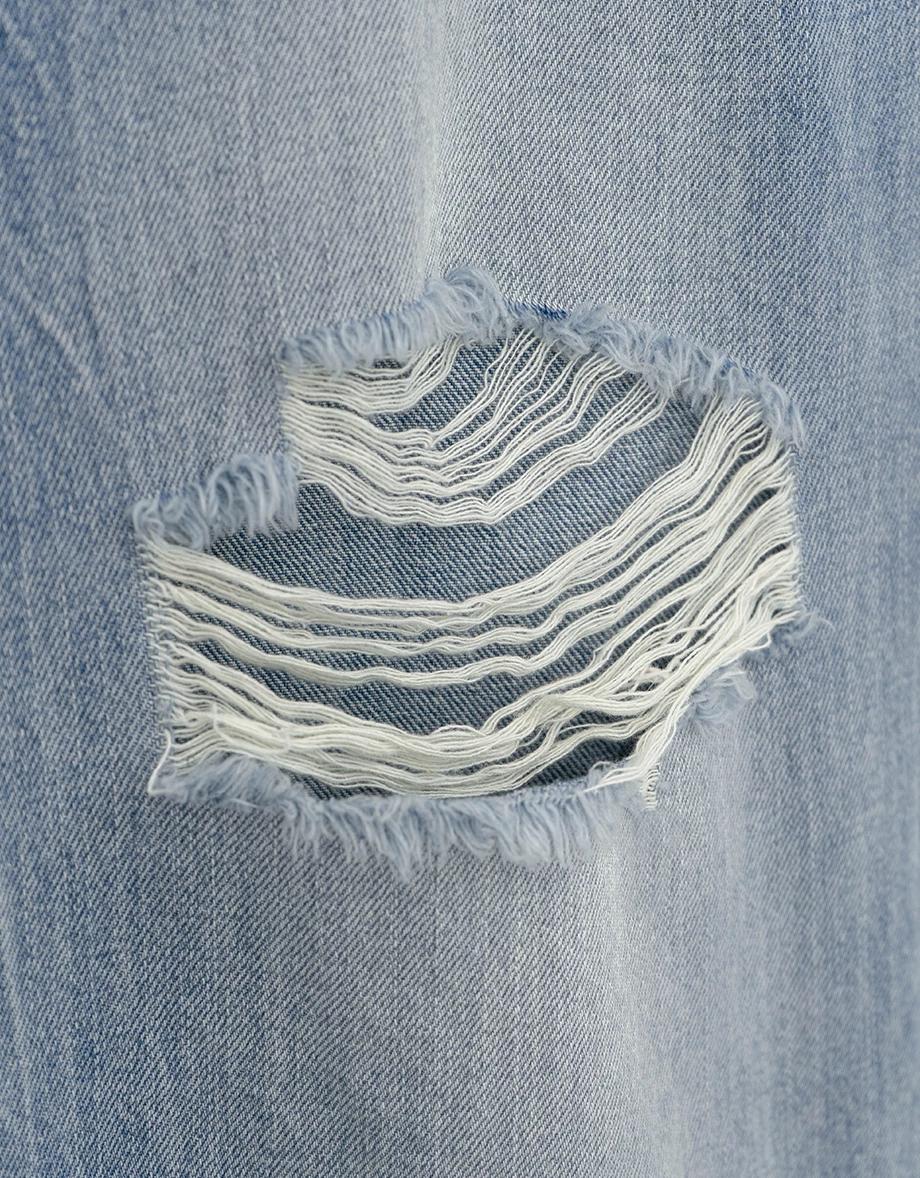 Low Rise Distressed Washed Jeans Denim Wide Pants