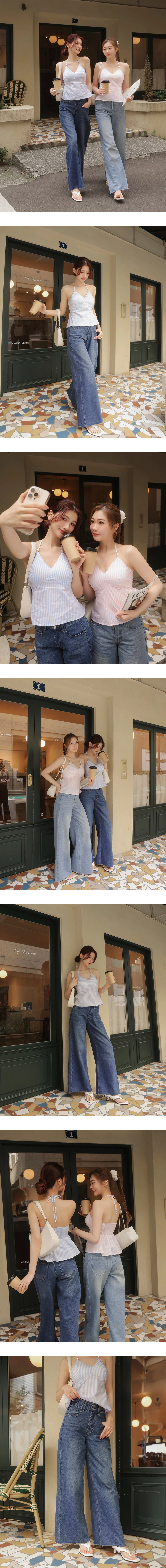 【HEYMAN聯名】高腰雙扣不收邊水洗牛仔寬褲