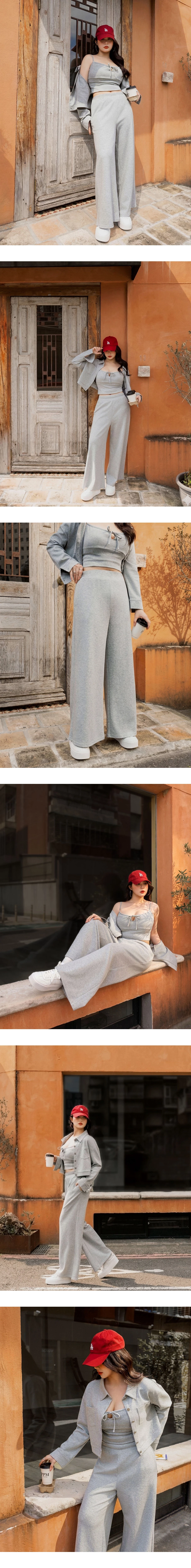 【エアコットン】ハイウエストストレートワイドパンツ 【エアコットン】ハイウエストストレートワイドパンツ