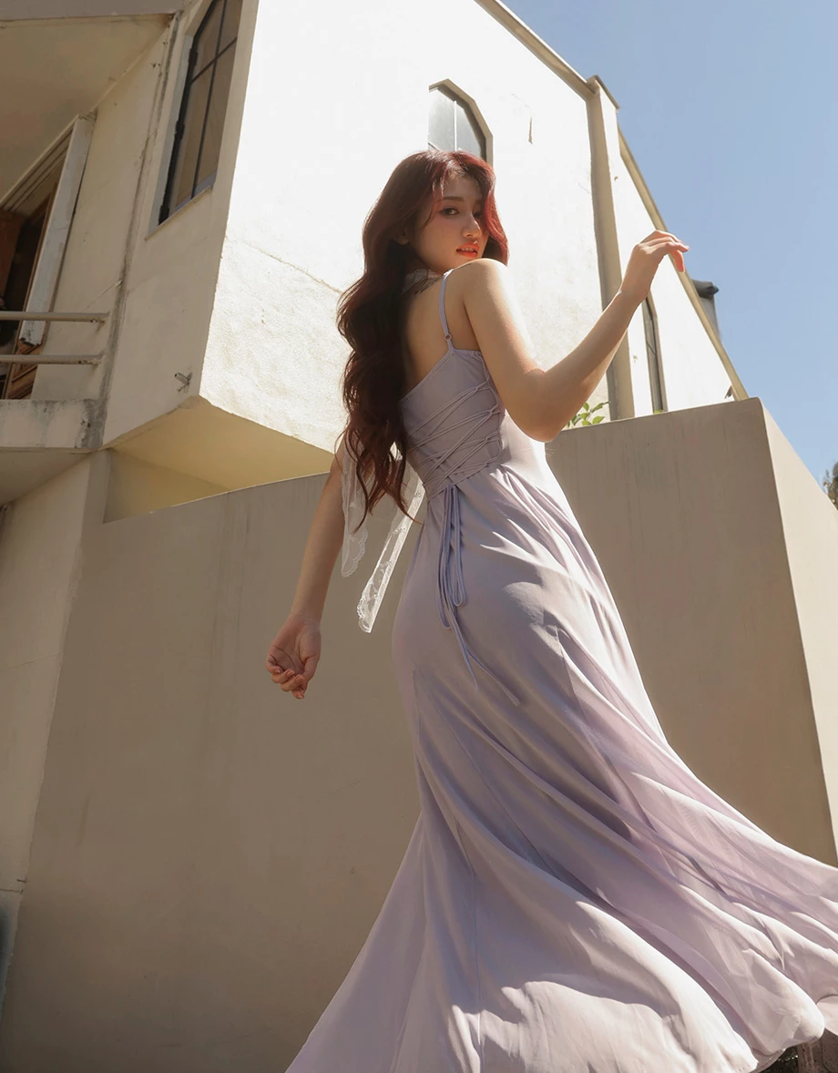 【HEYMAN聯名】天生馬甲線 後綁帶細肩帶長洋裝(附胸墊) 【HEYMAN聯名】天生馬甲線 後綁帶細肩帶長洋裝(附胸墊)