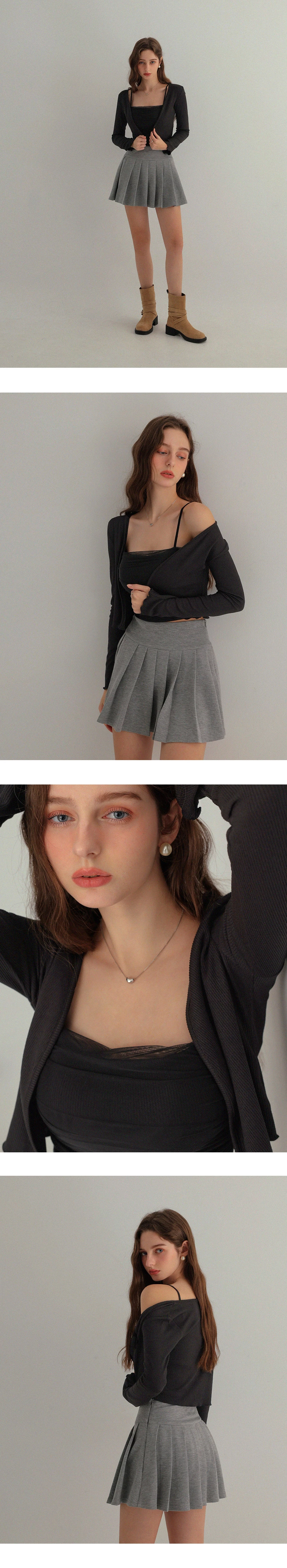 木耳邊長袖罩衫透紗細肩帶背心套裝(附胸墊)