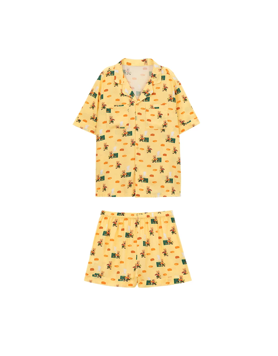 【DINOTAENG】印花短袖上衣短褲家居服套裝