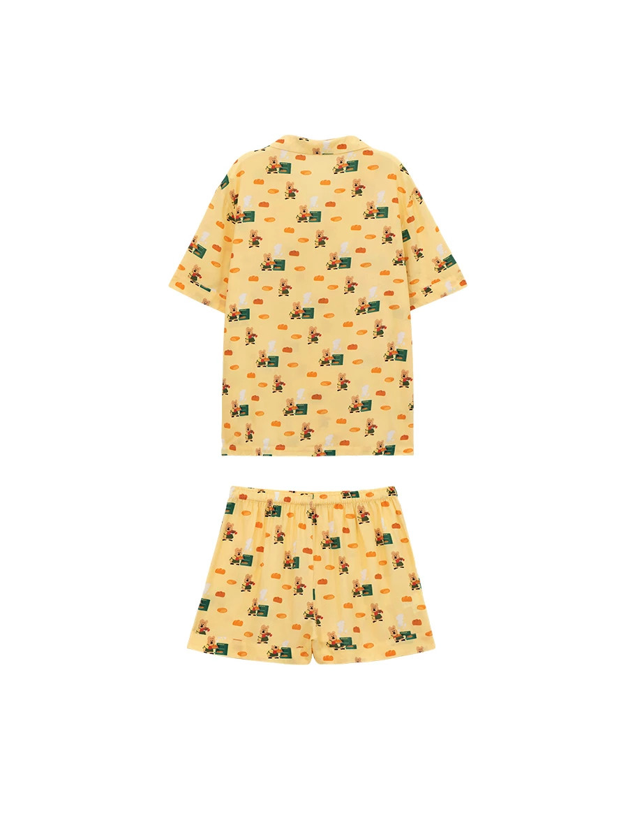 【DINOTAENG】印花短袖上衣短褲家居服套裝