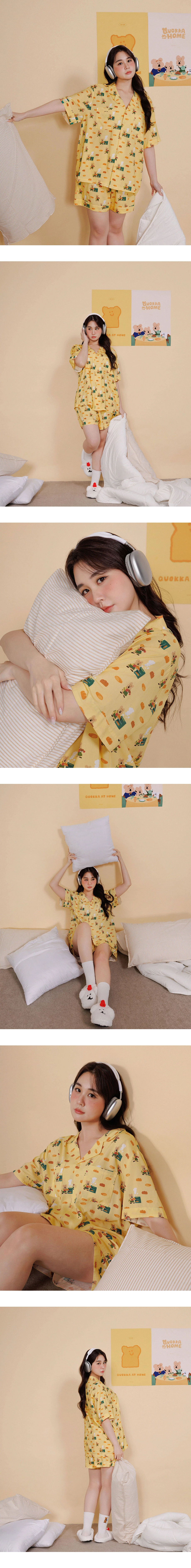 【DINOTAENG】印花短袖上衣短褲家居服套裝