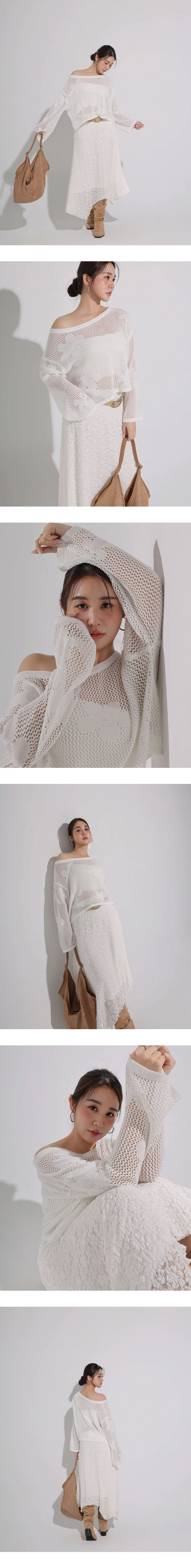 Open Knit Crochet Style Floral Crop Sweater