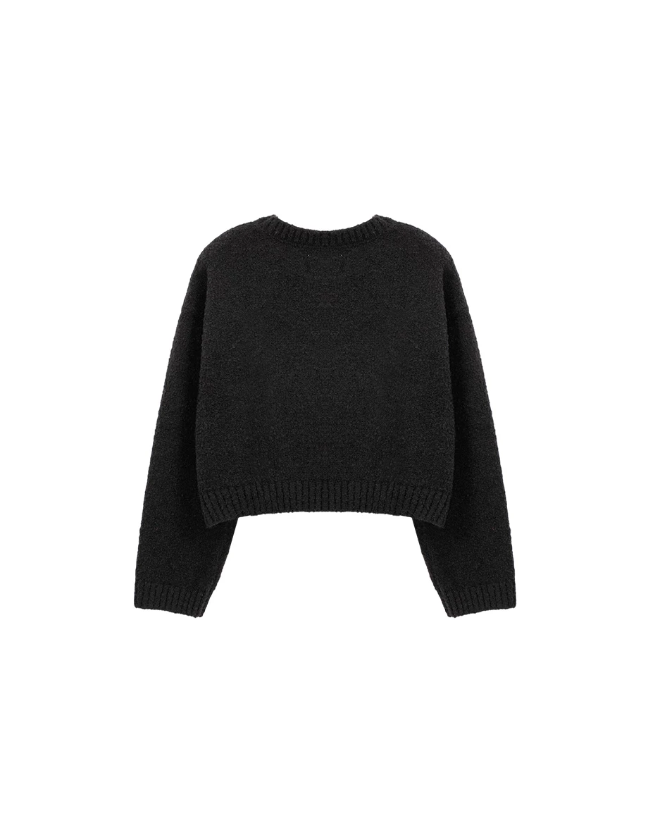 【Hello Kitty Collaboration】Appliqué Patch Long Sleeve Crop Sweater 【Hello Kitty Collaboration】Appliqué Patch Long Sleeve Crop Sweater