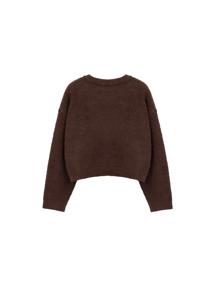 【Hello Kitty Collaboration】Appliqué Patch Oversized Plush Sweater