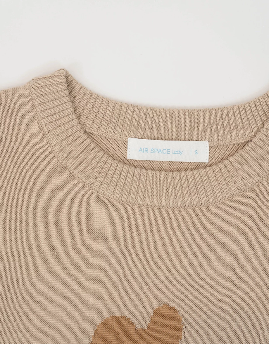 【DINOTAENG】緹花圖案短袖短版針織衫