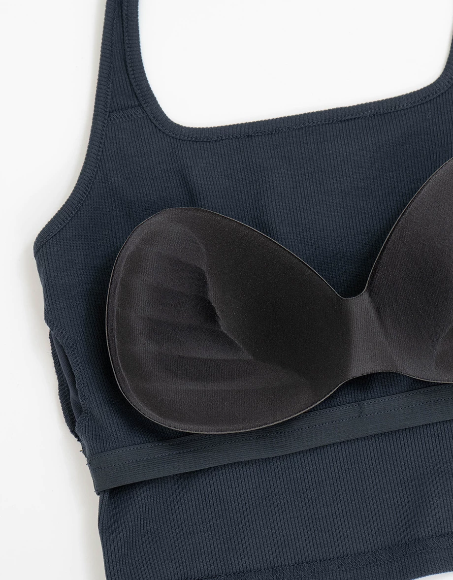 Halter Square Neck Ribbed Cropped Padded Tank Top Halter Square Neck Ribbed Cropped Padded Tank Top