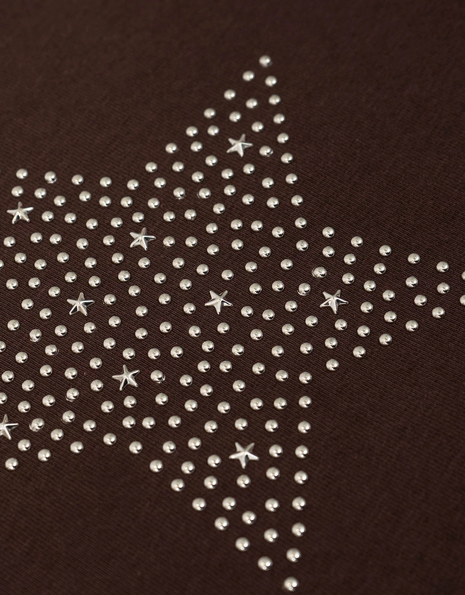 Star Rhinestone Graphic Short Sleeve Cropped Top