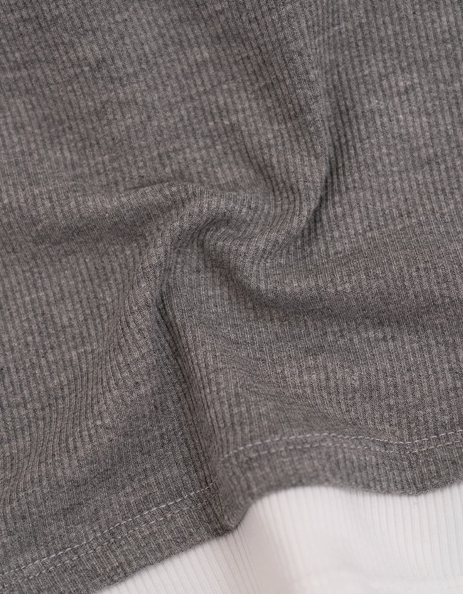 Faux 2 Piece Ribbed Henley Padded Cami Bra Top