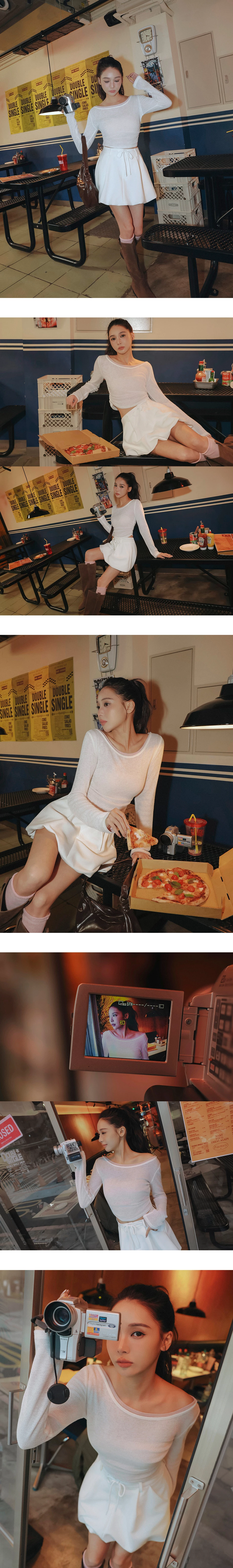 Side Ruched Sheer Ribbed Knit Long Sleeve Layering Top