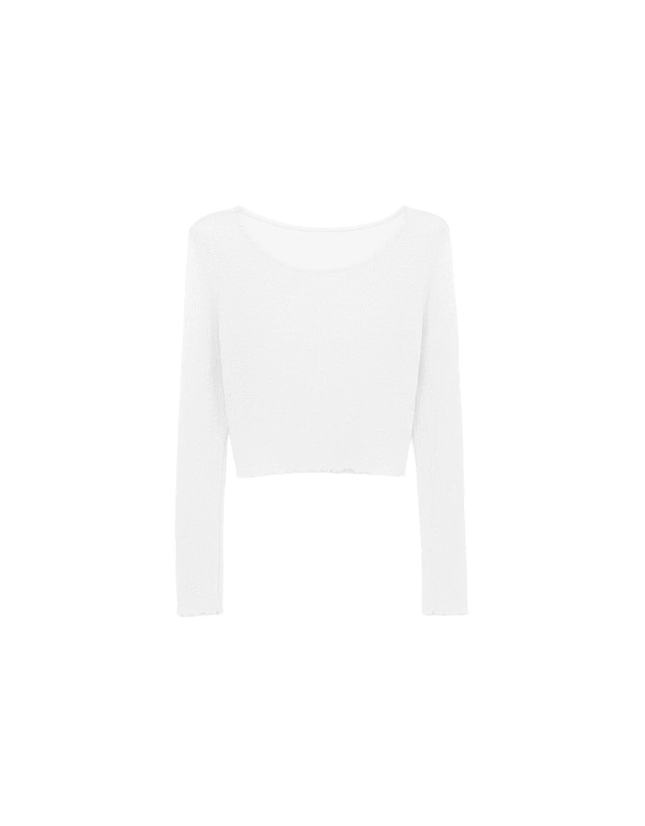 Lettuce Hem Semi Sheer Long Sleeve Ribbed Top Lettuce Hem Semi Sheer Long Sleeve Ribbed Top