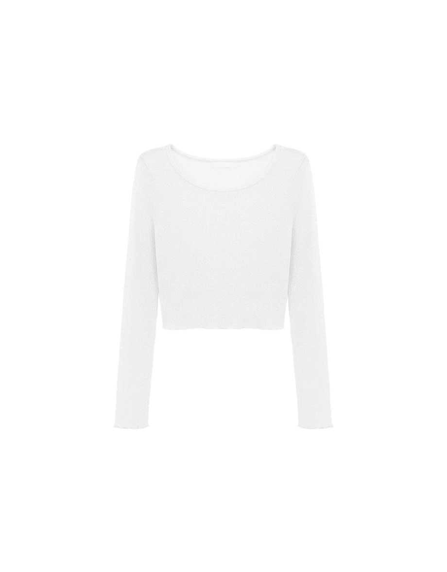 Lettuce Hem Semi Sheer Long Sleeve Ribbed Top Lettuce Hem Semi Sheer Long Sleeve Ribbed Top