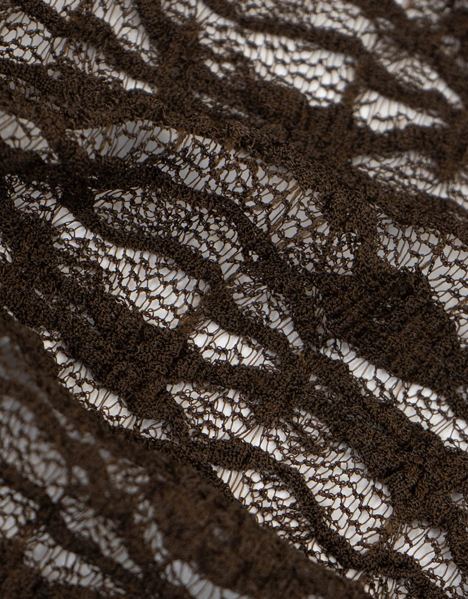 Floral Embroidered Lace Sheer Boat Neck Long Sleeve Top