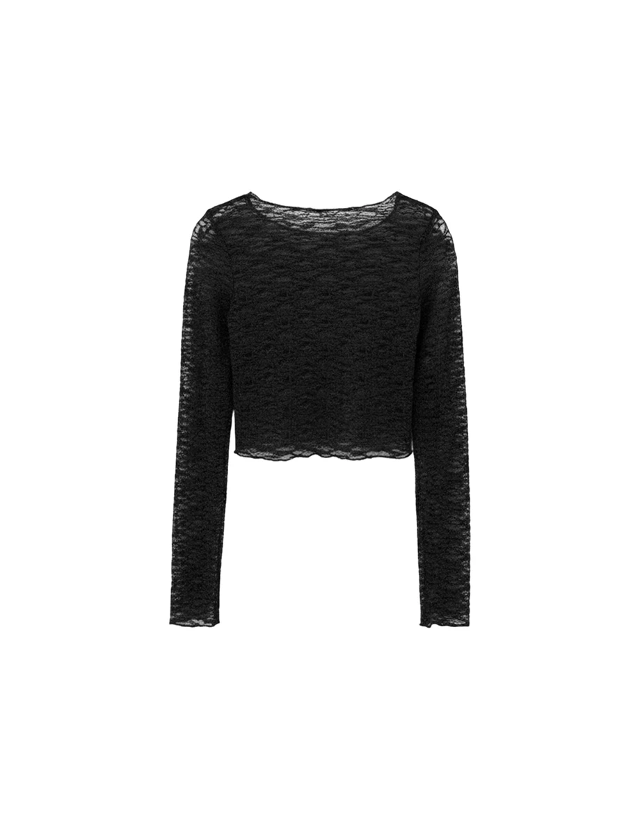 Floral Embroidered Lace Sheer Boat Neck Long Sleeve Top Floral Embroidered Lace Sheer Boat Neck Long Sleeve Top