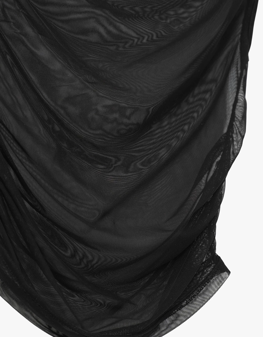 一字領透紗側抓皺上衣細肩帶BRA背心套裝