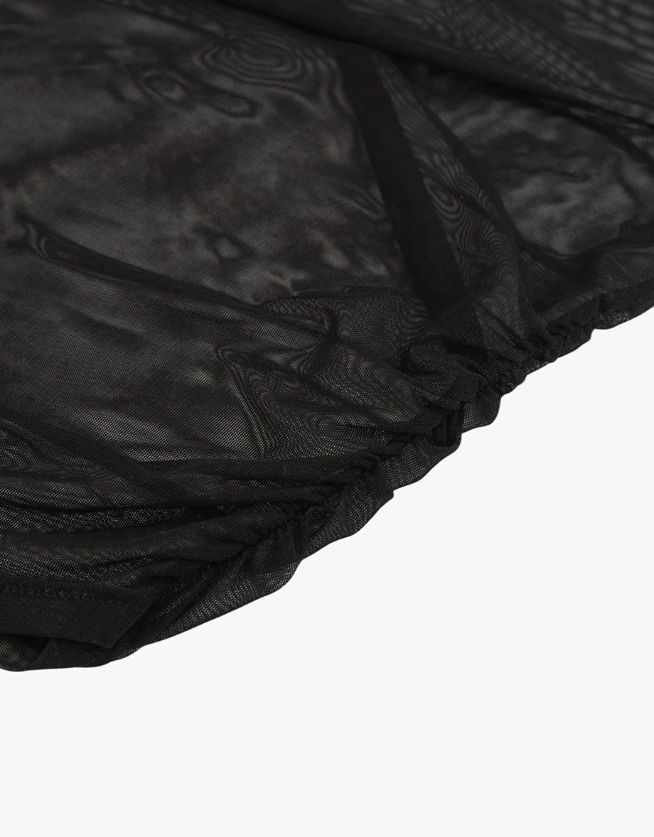 一字領透紗側抓皺上衣細肩帶BRA背心套裝