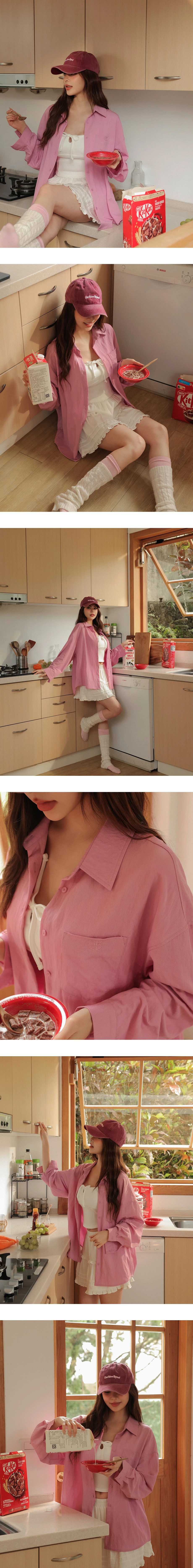 AIR SPACE Logo Embroidered Loose Fit Long Sleeve Shirt Blouse AIR SPACE Logo Embroidered Loose Fit Long Sleeve Shirt Blouse