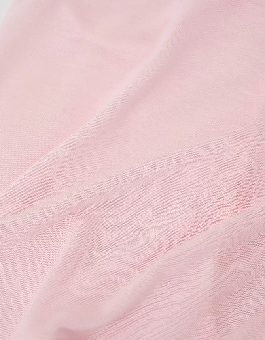 圓領木耳邊圓弧下擺短袖短版上衣