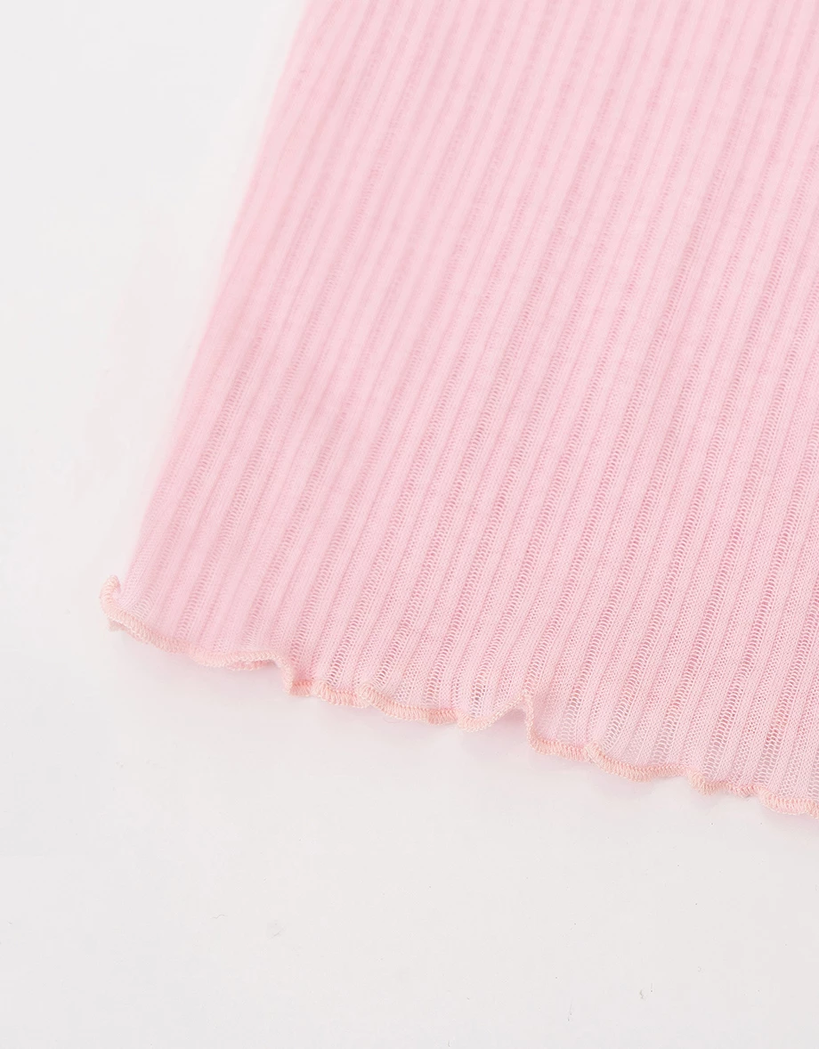 圓領落肩長袖排扣木耳邊羅紋開襟衫