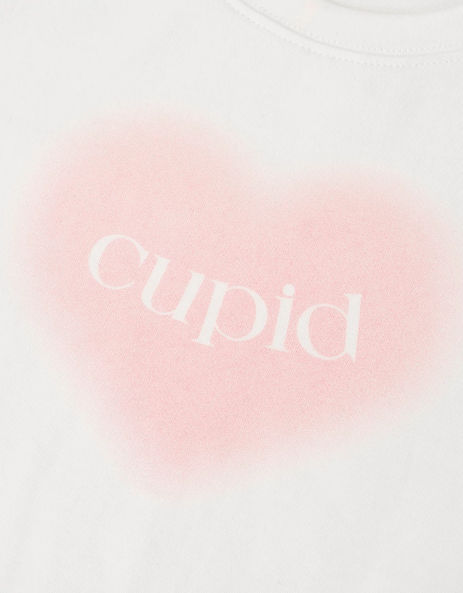 圓領愛心字母印花短袖短版TEE